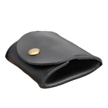 Imagem de Carteira compacta de couro sintético para mulheres – Porta-cartões fino com fecho de pressão, design minimalista para uso diário, Preto