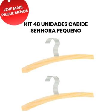 Imagem de OFERTA KIT 48 Cabides INFANTIL de Madeira modelo Senhora Pequeno 27cm 