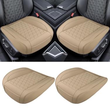 Imagem de Capa de assento de carro de couro sintético de luxo, protetor de assento frontal universal antiderrapante à prova d'água com bolso de armazenamento, almofada de assento de veículo padrão triangular