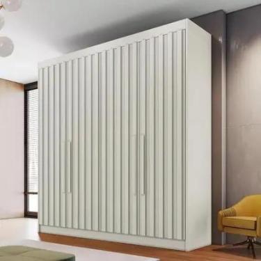 Imagem de Guarda Roupa Solteiro Ripado 4 Portas 3 Gavetas Potente Móveis Europa 