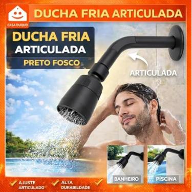 Imagem de Ducha Articulado Chuveiro Chuveirao Piscina Preto Fosco Abs