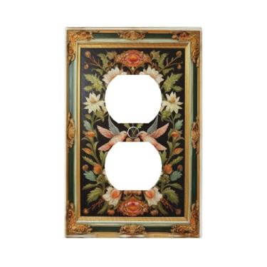 Imagem de Capas de interruptor de luz de arte decorativa emolduradas pássaro-flor 1 gangue placa de parede frente única placa de parede placa elétrica para decoração de casa
