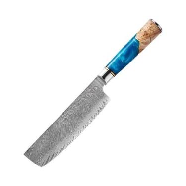 Imagem de Conjunto De Facas De Cozinha Em Aço Damasco VG10 Com Cabo Azul, Faca D