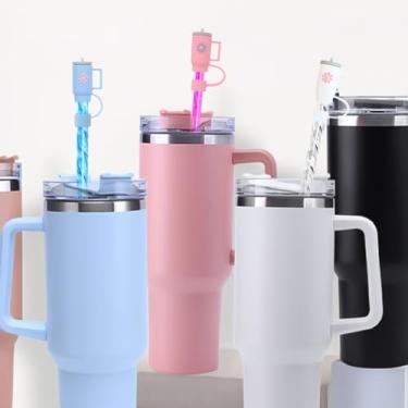 Imagem de Pacote com 6 canudos de substituição para Stanley, reutilizáveis sem BPA com escova de limpeza e tampa de palha, para copo de 40/30/567.0 g