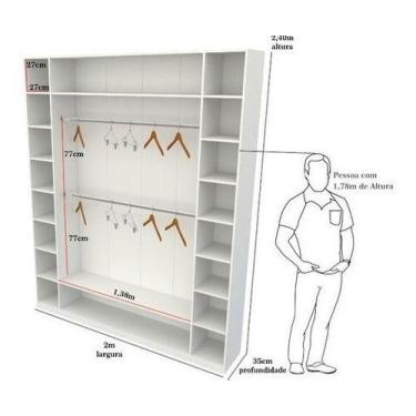 Imagem de Armário Colmeia Cabideiro M12 Closet Loja Roupa Mdp - VETORIAL MÓVEIS,