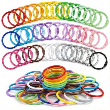 Imagem de 130 anéis de fichário de folhas soltas, anéis de metal colorido para livros de escritório anéis de papel