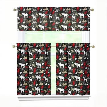 Imagem de Tapesb Conjunto de 3 peças de cortina de cozinha de animais selvagens engraçadas pequenas cortinas de janela sobre a pia essenciais para decoração de cozinha, quarto, lavanderia, 69,8 x 91,4 cm