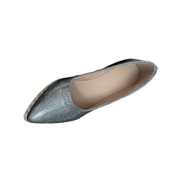 Imagem de Salto baixo de um pé para mulheres, sem cadarço, casual, de verão, sapatos leves, Cinza, 36