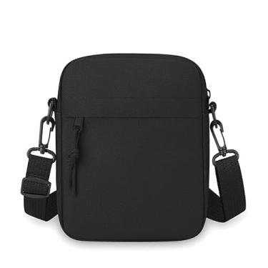 Imagem de Bolsa tiracolo masculina de lona sólida, durável, leve, de grande capacidade, com alça de ombro ajustável, Preto, Casual