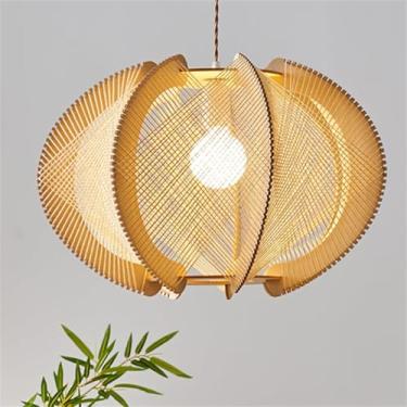 Imagem de Luminária pendente boho, luminária de teto vintage em corda E27 retrô em rattan natural (60 cm)