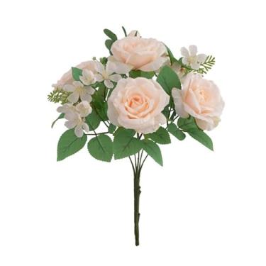 Imagem de KEG801302 Flores falsas rosas grandes rosas artificiais buquê de seda rosa flor cerejeira para decoração de festa em casa flores falsas decoração de flores falsas (champanhe)