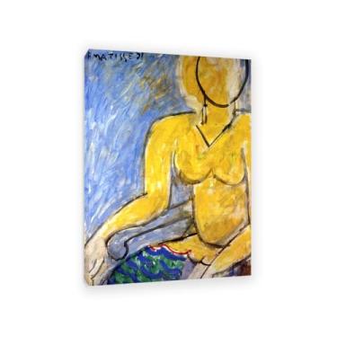 Imagem de Henri Matisse Arte de parede em tela Katia em impressão de vestido amarelo famosa reprodução de pintura a óleo decoração de parede para sala de estar banheiro Henri Matisse pôster moldura 42 x 30 cm
