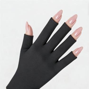 Imagem de 1 par de luvas de proteção de mãos para arte de unhas, protetor de mão de meio dedo, proteção solar de mão para sessões de unhas, suprimentos essenciais para unhas