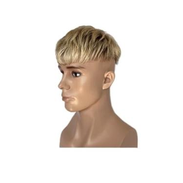 Imagem de Aplique de testa Peruca curta para homens, cabelo humano, peruca de renda suíça, com apliques pu, omber 60#, cor