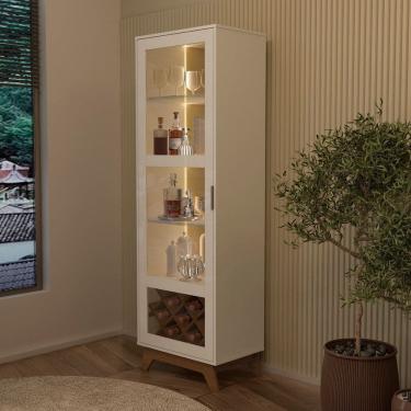 Imagem de Cristaleira com Led e Espelho Mirage Off White/Cinamomo