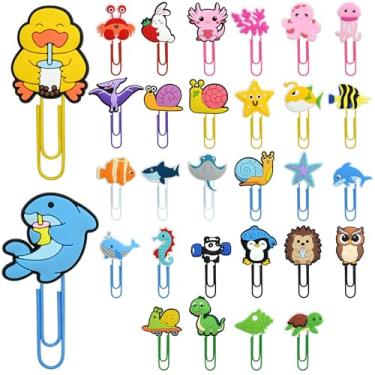 Imagem de 30 peças clipes de papel animal clipe de papel de metal tamanho grande clipe de papel bonito marcador de livro colorido material de escritório braçadeira acessórios de mesa papelaria presentes