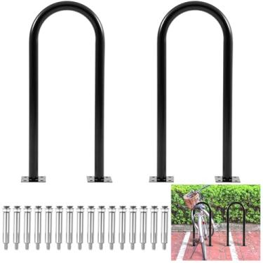 Imagem de Otoolling 2 unidades de 2 a 3 bicicletas, rack de bicicleta comercial, 83,8 cm L, organizador de bicicleta de aço galvanizado resistente, suporte de estacionamento no chão para garagens ao ar livre