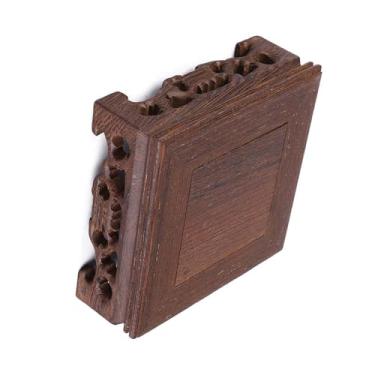 Imagem de Cosiki Base Quadrada de Madeira Delicada Pedestal de Bule Pequeno retrô Decoração de Casa Expositor para Vasos, Potes Pequenos Ideal para Sala de Estar Base de Madeira Maciça (Comprimento 10 largura 10 altura 3,7)