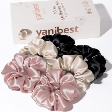 Imagem de Yanibest Elásticos 100% seda amoreira para cuidados com o cabelo, laços de cabelo de seda sem danos para mulheres e meninas, 6 peças, clássico
