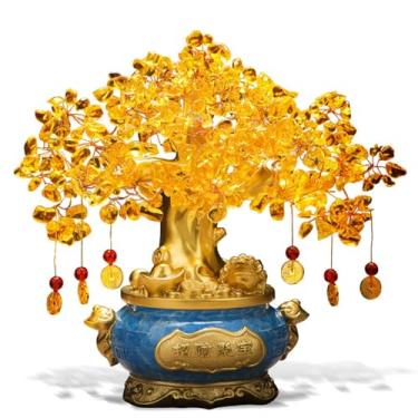 Imagem de Feito à mão Pedra preciosa natural citrino cristal bonsai árvore da vida grande feng shui dinheiro chakra para riqueza/fortuna e sorte para riqueza e boa sorte(Pequeno)