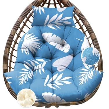 Imagem de Tycdiose Almofada de substituição para cadeira de ovo para pendurar ao ar livre, almofadas extra grandes à prova d'água para balanço de ovo com almofada de encosto de cabeça e laços, almofada espessa