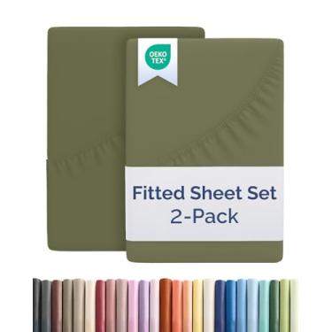 Imagem de Lençol Queen Size com elástico – Pacote com 2 lençol de baixo de solteiro – serve em colchões de até 40,6 cm de profundidade – extra macio, respirável e refrescante – qualidade hoteleira, não encolhe