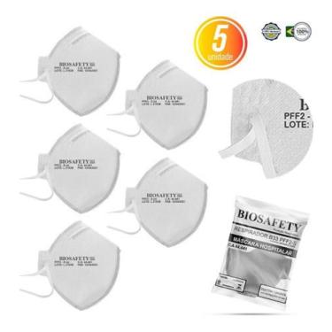 Imagem de Kit máscara descartável kn95 pff2 s b33 5 unidades branca - CDS, UNIC,