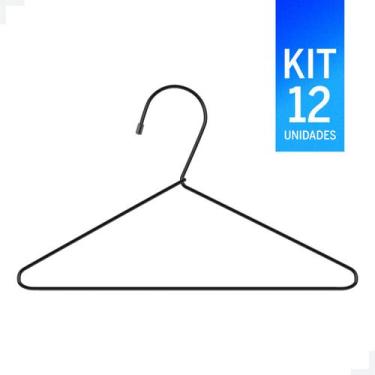 Imagem de Cabide Pequeno Preto - 12 Unidades para Organizar Seu Armário com Esti