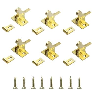 Imagem de Runseaway 6 peças de trava de cotovelo de latão resistente, trava de janela para porta de armário, trava de cotovelo para casa, escritório, quarto, banheiro, armários