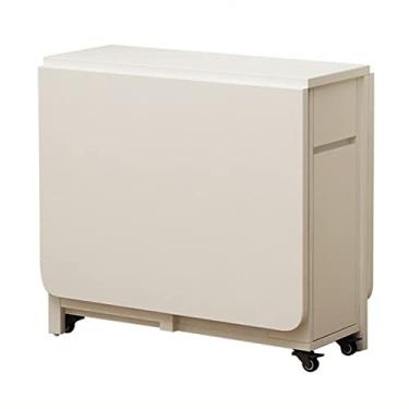 Imagem de EESHHA Mesa dobrável extensível de madeira, mesa de jantar de folhas caídas, mesa de cozinha dobrável, mesa de sala de jantar compacta multifuncional, mesa retrátil que economiza espaço, 1,4 m