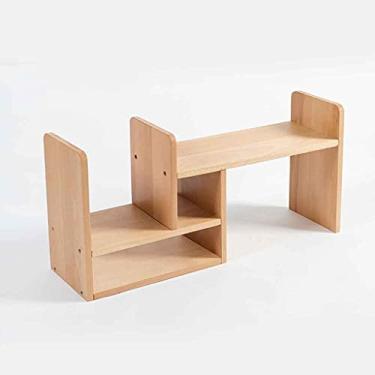 Imagem de Prateleira multifuncional de madeira maciça para armazenamento de mesa retrátil com gavetas moderna minimalista mesa de escritório estante de livros mais espessa com suporte de carga estável (estilo