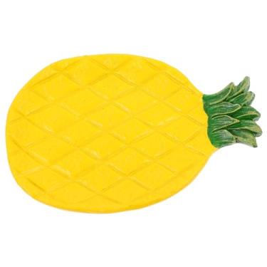 Imagem de Cuiynice Prato de joias de cerâmica, bandeja de joias, abacaxi, mesa de café, porta-copos decorativos, bugigangas, brincos, colares, organizadores de exibição