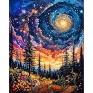 Imagem de cviokrdu Kit de pintura de paisagem por números para adultos - Kits de pintura por números para adultos em tela, pintura a óleo faça você mesmo para decoração de parede de casa (40,6 x 50,8 cm)