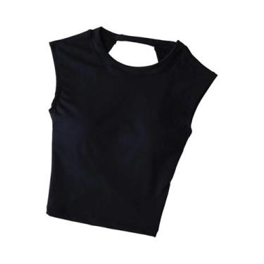 Imagem de Top De Yoga Sexy Sem Costas Para Mulheres, Manga Curta, Com Almofada F