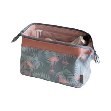 Imagem de Bolsa De Cosméticos Feminina Grande Capacidade Com Estampa De Flamingo