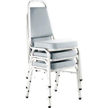 Imagem de Kit com 3 Cadeiras Empilháveis Linha Hotel Plus Cinza