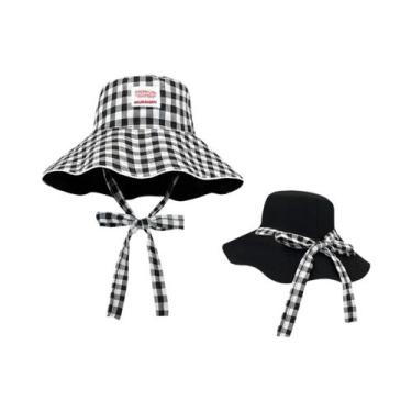 Imagem de Chapéu De Pescador Xadrez Dupla Face Moderno Para Verão E Praia Com Pr