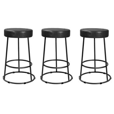 Imagem de Kit 3 Banquetas Roma 70cm Couríssimo Preto - Salaone Preto