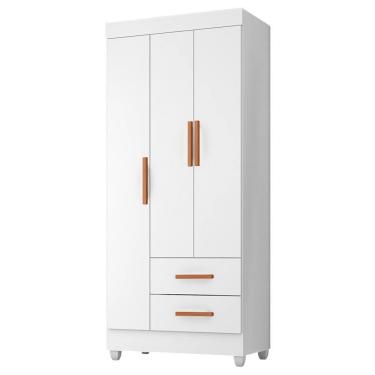 Imagem de Guarda Roupa Solteiro Lite 3 Portas E 2 Gavetas Branco - Móveis Leão Branco