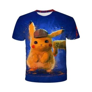 Imagem de Camiseta Infantil Pokemon Pikachu 3D De Manga Curta, Moda Casual, Moda