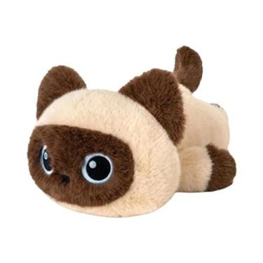 Imagem de Brinquedo De Pelúcia Gato Siamês Preto De 25cm, Boneco Realista Para C