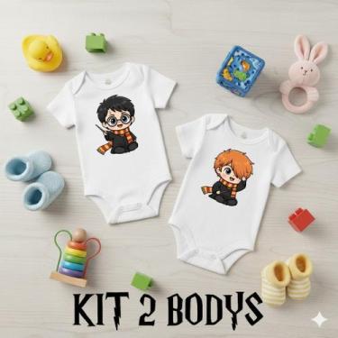 Imagem de Kit 2 Body Bebê Unissex Harry Potter Manga Curta Menino Menina Estampa