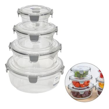 Imagem de Conjunto De Potes Herméticos Redondo 4 Pçs Polietileno Pet FRG0234 Frigopro