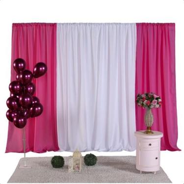 Imagem de Cortina Oxford Decoração Festa Aniversário 10,5MX2,50M Cor:Pink - Sere