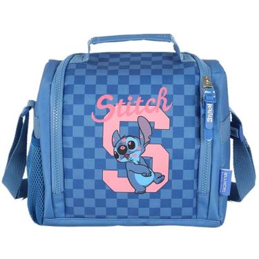 Imagem de Lancheira Termica Escolar Juvenil STITCH Xadrez Luxcel Azul