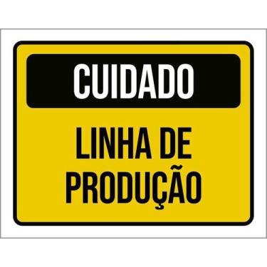 Imagem de Kit 10 Placa Acm Cuidado Linha De Produção 18X23 - Sinalizo
