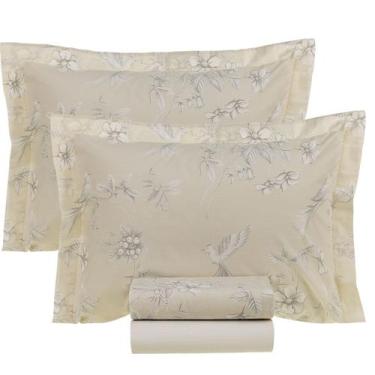 Imagem de Jogo de Cama Casal Lençol 100% Algodão Percal 200 Fios Maris 4 Peças K