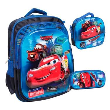 Imagem de Kit Mochila Escolar Infantil Costas Reforçada Personagem - Plike