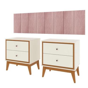 Imagem de Conjunto Quarto Queen Cabeceira Adesiva 1,60 e 2 Mesas de Cabeceira Ar