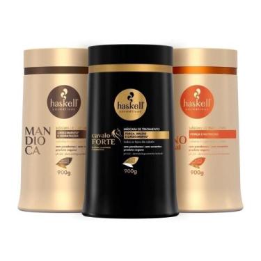 Imagem de Kit cronograma para cabelos frágeis 900g masc mandioca+cavalo forte+tu